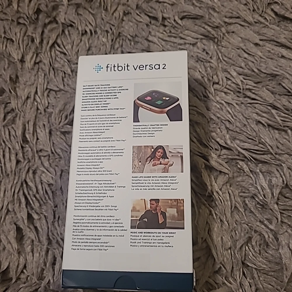 Fitbit Versa 2 Smartwatch - Black and Rose Gold BOX OnLY